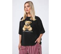 Yours Limited Collection Curve Black 'Stop Looking at Me' Teddy T-Shirt - Women's - Plus Size Curve