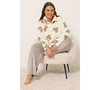 Yours Teddy Print Borg Lounge Set In Ivory Ivory 22-24
