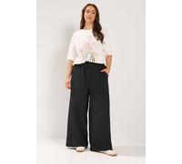 Yours Texture Wide Leg Trousers In Black Black