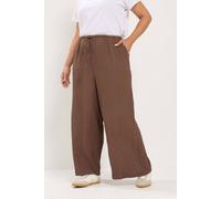 Yours Texture Wide Leg Trousers In Chocolate Chocolate