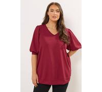 Yours Curve Red Textured Balloon Sleeve Top - Women's - Plus Size Curve