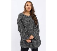 Yours Textured Boucle Knit Top In Black Black 22-24