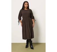 Yours Curve Brown Textured Check Midi Dress - Women's - Plus Size Curve