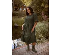 Yours Textured Check Midaxi Dress In Light Khaki Light Khaki 20