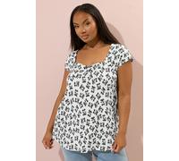 Textured Cherry Print Top Yours White 22-24