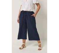 Yours Curve Blue Textured Cropped Trouser - Women's - Plus Size Curve