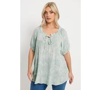 Yours Women's Textured Ditsy Floral Print Top in Light Green | Size: 20 Yours Light Green 20