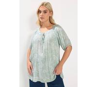 Yours Textured Ditsy Floral Print Top In Light Green Light Green 34-36