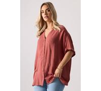 Yours Textured Dobby Blouse In Orange Orange 16