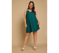 Yours Curve Green Textured Double Strap Mini Dress - Women's - Plus Size Curve