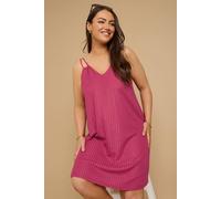 Yours Curve Hot Pink Textured Double Strap Mini Dress - Women's - Plus Size Curve