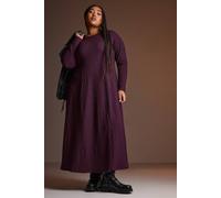 Yours Textured Flared Maxi Dress In Purple Purple 14