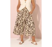 Yours Curve Brown Textured Floral Midaxi Culottes - Women's - Plus Size Curve
