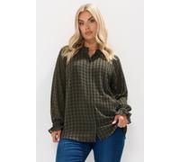 Yours Textured Frill Neck Blouse In Light Khaki Light Khaki 22-24