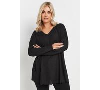 Yours Curve Textured Long Sleeve Top - Women's - Plus Size Curve Black