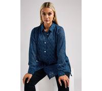 Yours London Curve Textured Longline Shirt - Women's - Plus Size Curve Blue