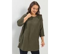 Yours Women's Textured Side Button Top in Dark Green | Size: 22-24 Yours Dark Green 22-24