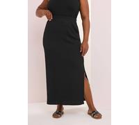 Yours Curve Textured Side Split Maxi Skirt - Women's - Plus Size Curve Black