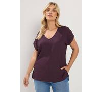 Yours Curve Purple Textured T-Shirt - Women's - Plus Size Curve