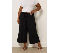 Yours Curve Textured Tie Waist Culottes - Women's - Plus Size Curve Black