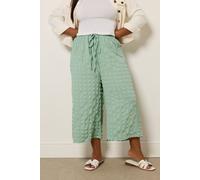 Yours Textured Tie Waist Culottes In Light Green Light Green 26-28