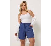 Yours Women's Textured Woven Shorts in Dark Blue | Size: 20 Yours Dark Blue 20