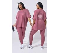 Yours Active Curve 'The Motivation Club' T-Shirt - Women's - Plus Size Curve Pink