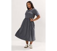 Yours Throw On Smock Dress In Grey Grey 22-24