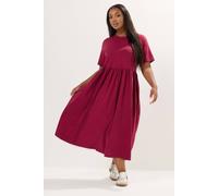 Yours Throw On Smock Dress In Red Red 26-28