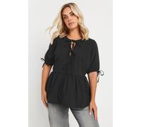 Tie Front Peplum Top Yours Black 20