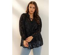 Yours Curve Tie Neck Blouse - Women's - Plus Size Curve Black