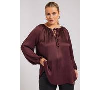 Yours Curve Red Tie Neck Blouse - Women's - Plus Size Curve
