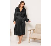 Yours Curve Black Satin Robe - Women's - Plus Size Curve