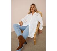 Yours Curve Tiered Crochet Detail Shirt - Women's - Plus Size Curve White