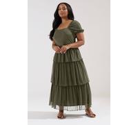 Yours Curve Green Tiered Maxi Dress - Women's - Plus Size Curve