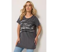 Yours Tiger Print T-Shirt In Dark Grey Dark Grey