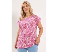 Yours Curve Tile Print Grown On Sleeve T-Shirt - Women's - Plus Size Curve