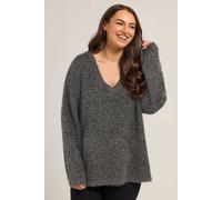 Yours Curve Tinsel V-Neck Jumper - Women's - Plus Size Curve Black
