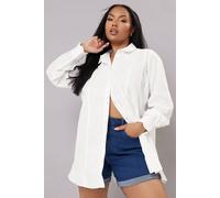Yours Curve Trim Detail Oversized Shirt - Women's - Plus Size Curve White