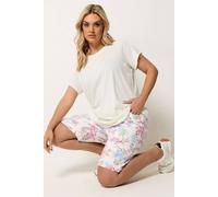 Yours Women's Tropical Cool Cotton Shorts in White | Size: 26/28