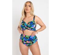 Yours Tropical Floral High Waisted Bikini Briefs In Black Black 16