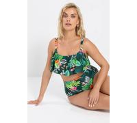 Yours Tropical Frill Bikini Top Multi 18