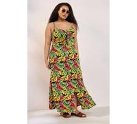 Yours Curve Yellow & Green Tropical Leaf Print Maxi Dress - Women's - Plus Size Curve