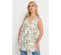 Yours Tropical Linen Vest Top In Natural Natural 22-24