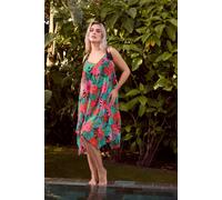 Yours Tropical Print Hanky Hem Dress Multi 26-28