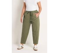 Yours Women's Twill Barrel Leg Trousers in Light Khaki | Size: 16