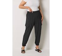 Yours Women's Twill Cargo Joggers in Black | Size: 22-24 Yours Black 22-24