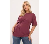 Yours Twist Front T-Shirt In Dark Red Dark Red