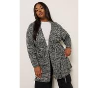 Yours Women's Twist Knit Belted Cardigan in Black | Size: 18-20 Yours Black 18-20
