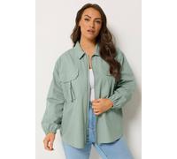 Yours Women's Utility Shacket in Pale Green | Size: 16